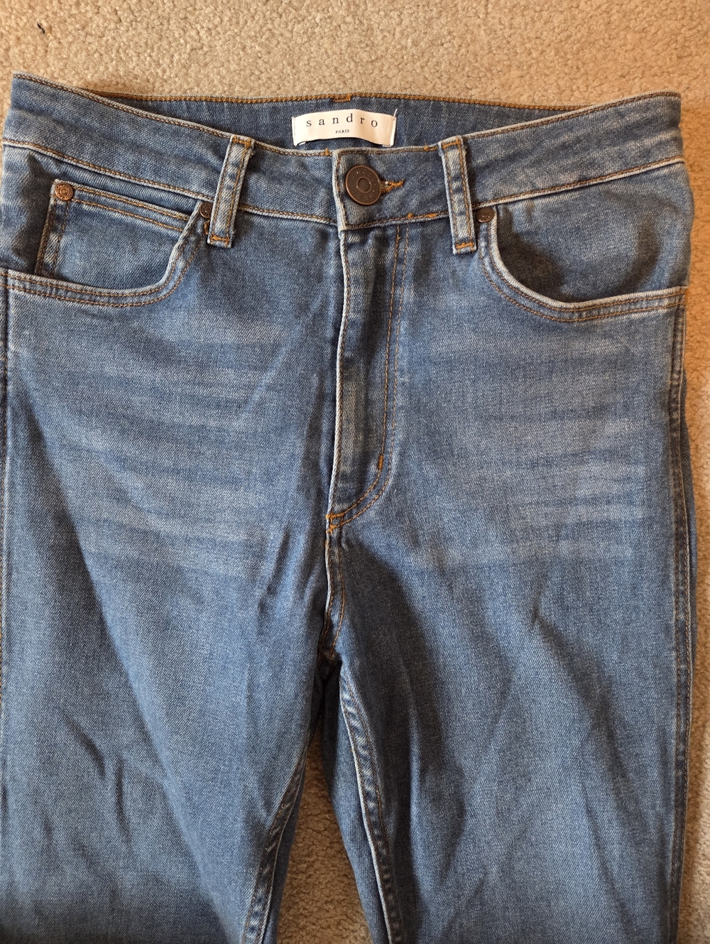 Sandro Button Hem Skinny High Rise Jeans - Picture 3 of 7